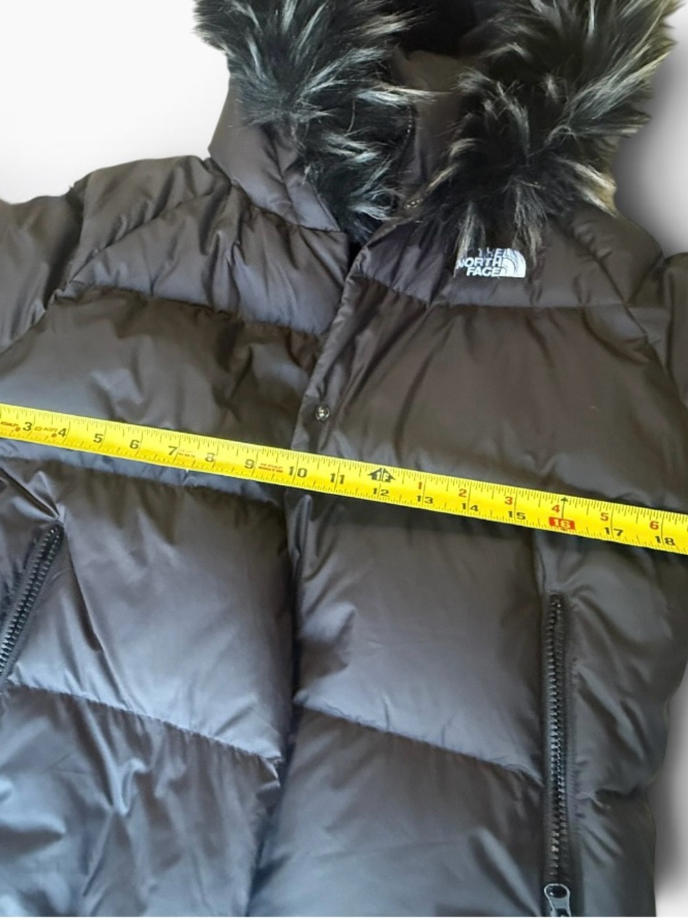 The North Face Black Down Puffer Faux Fur Hood Jacket M - Picture 9 of 13